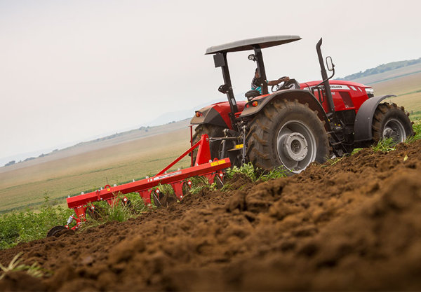 Tractor ploughing a field